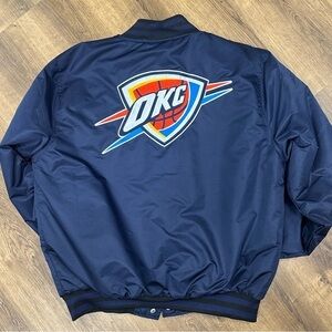 NEW NBA OKC Thunder Navy Blue Bomber Jacket with‎ quilted lining Mens